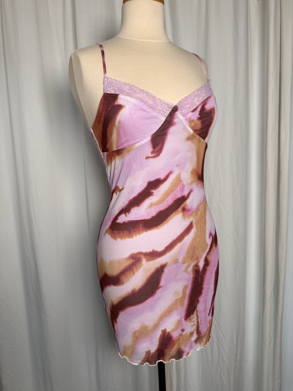 bp Lilac and Tan Mesh Slip Dress